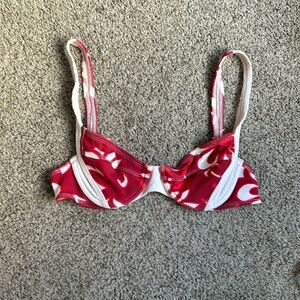 Roxy red and white bikini top. Size Large